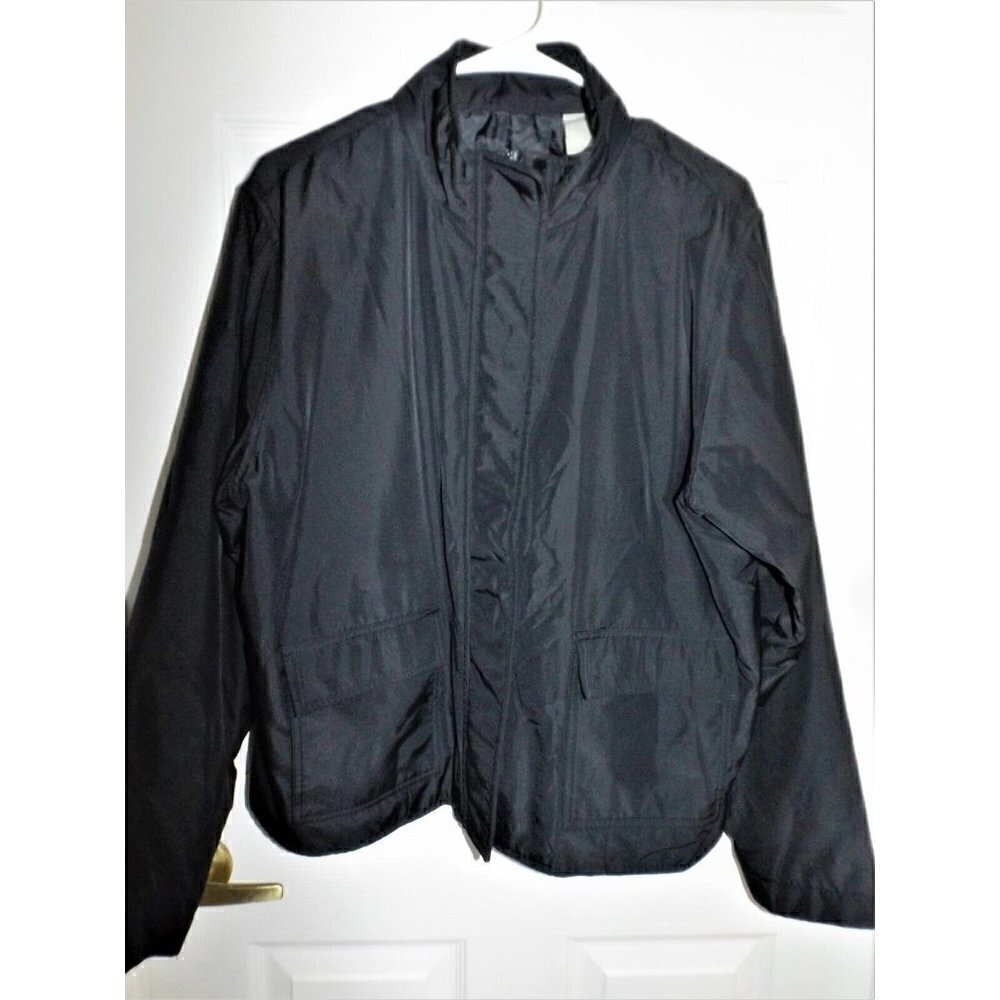Vintage Liz Claiborne XL Black Zip Front Bomber Style Jacket Pockets
